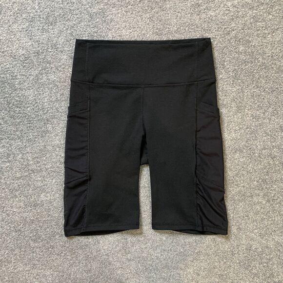 Fabletics Powerhold Shorts Womens XS Extra Small Black Mid Rise Stash Pockets - Picture 2 of 10